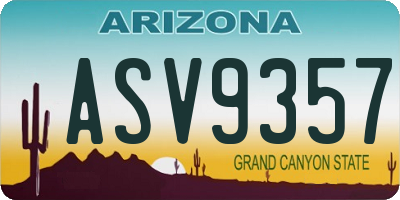 AZ license plate ASV9357