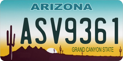 AZ license plate ASV9361