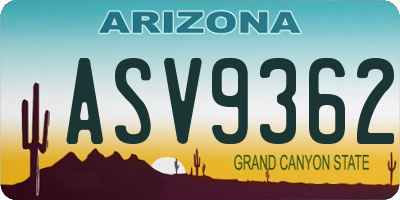 AZ license plate ASV9362