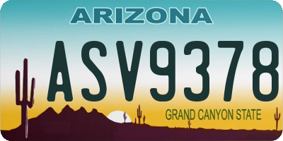 AZ license plate ASV9378