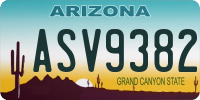 AZ license plate ASV9382