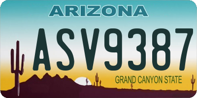 AZ license plate ASV9387