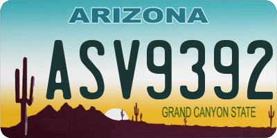 AZ license plate ASV9392