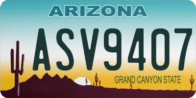 AZ license plate ASV9407