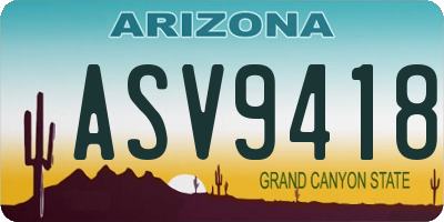AZ license plate ASV9418