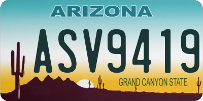 AZ license plate ASV9419