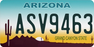 AZ license plate ASV9463