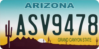 AZ license plate ASV9478