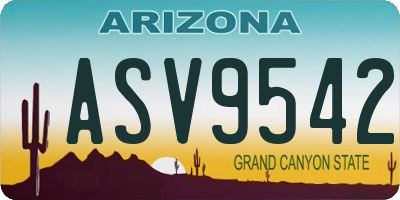 AZ license plate ASV9542