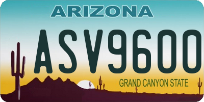 AZ license plate ASV9600