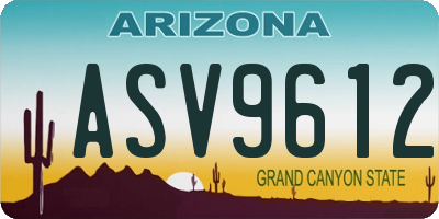 AZ license plate ASV9612