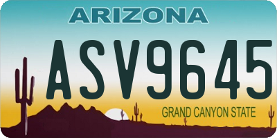 AZ license plate ASV9645