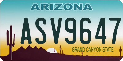 AZ license plate ASV9647