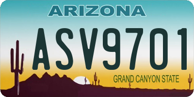 AZ license plate ASV9701