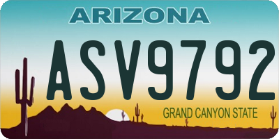 AZ license plate ASV9792