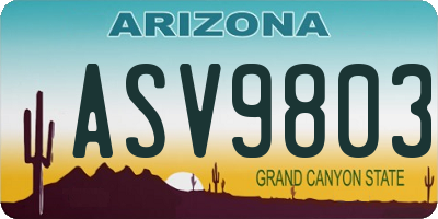 AZ license plate ASV9803