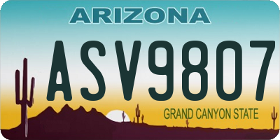 AZ license plate ASV9807