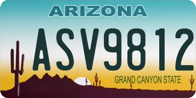 AZ license plate ASV9812