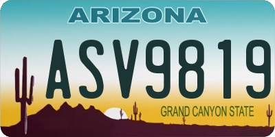 AZ license plate ASV9819