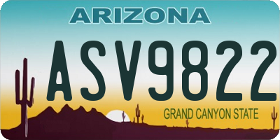 AZ license plate ASV9822