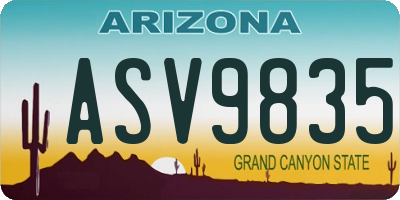 AZ license plate ASV9835