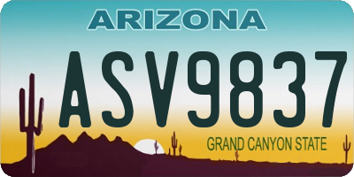 AZ license plate ASV9837