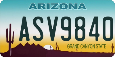 AZ license plate ASV9840