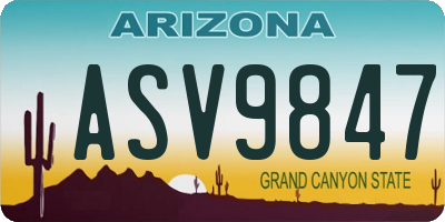 AZ license plate ASV9847