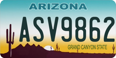 AZ license plate ASV9862