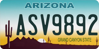 AZ license plate ASV9892