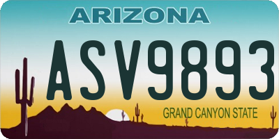 AZ license plate ASV9893