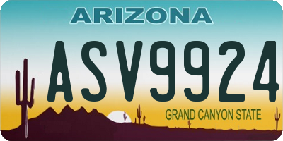 AZ license plate ASV9924