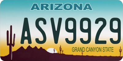 AZ license plate ASV9929