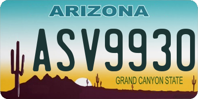 AZ license plate ASV9930