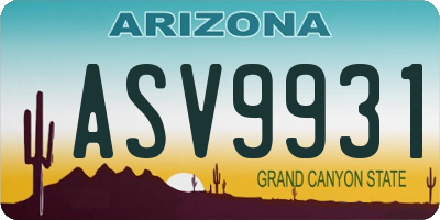 AZ license plate ASV9931
