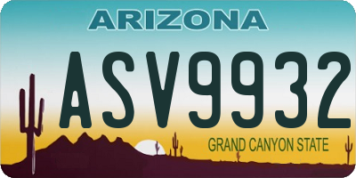 AZ license plate ASV9932