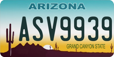 AZ license plate ASV9939