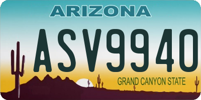 AZ license plate ASV9940