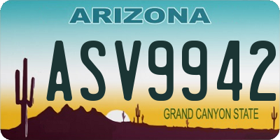 AZ license plate ASV9942