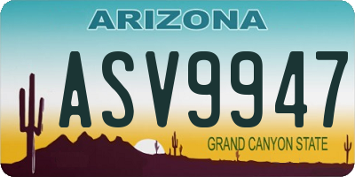 AZ license plate ASV9947