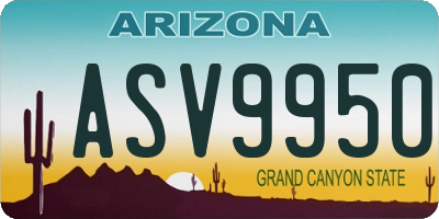 AZ license plate ASV9950