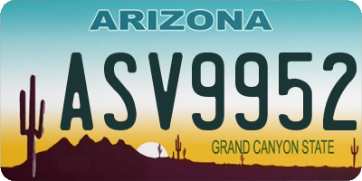 AZ license plate ASV9952