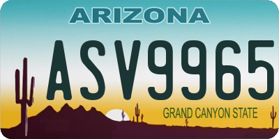 AZ license plate ASV9965
