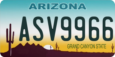 AZ license plate ASV9966