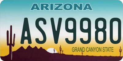 AZ license plate ASV9980