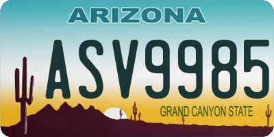 AZ license plate ASV9985