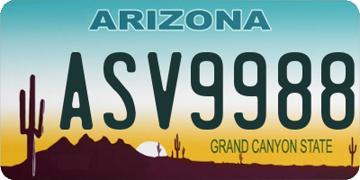 AZ license plate ASV9988