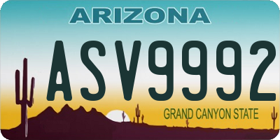 AZ license plate ASV9992