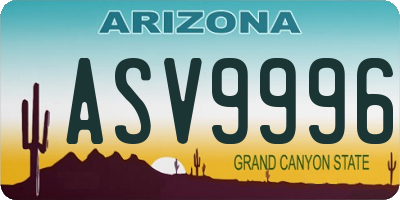 AZ license plate ASV9996