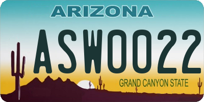 AZ license plate ASW0022
